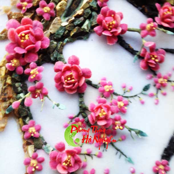 tranh đá quý đào thế đuôi rồng